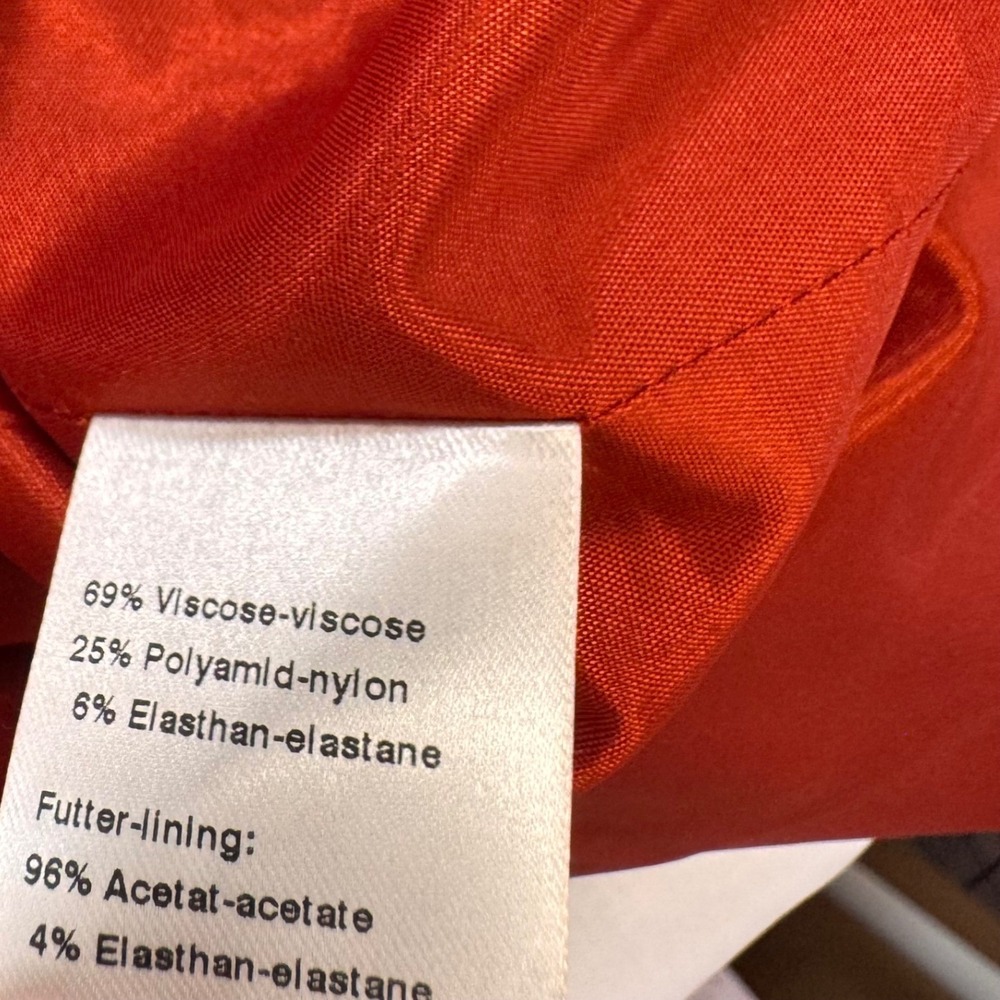 Akris Punto Sheath Dress Sz 6 Red Orange Cutout Textured Sleeveless Knee Length - Picture 13 of 16